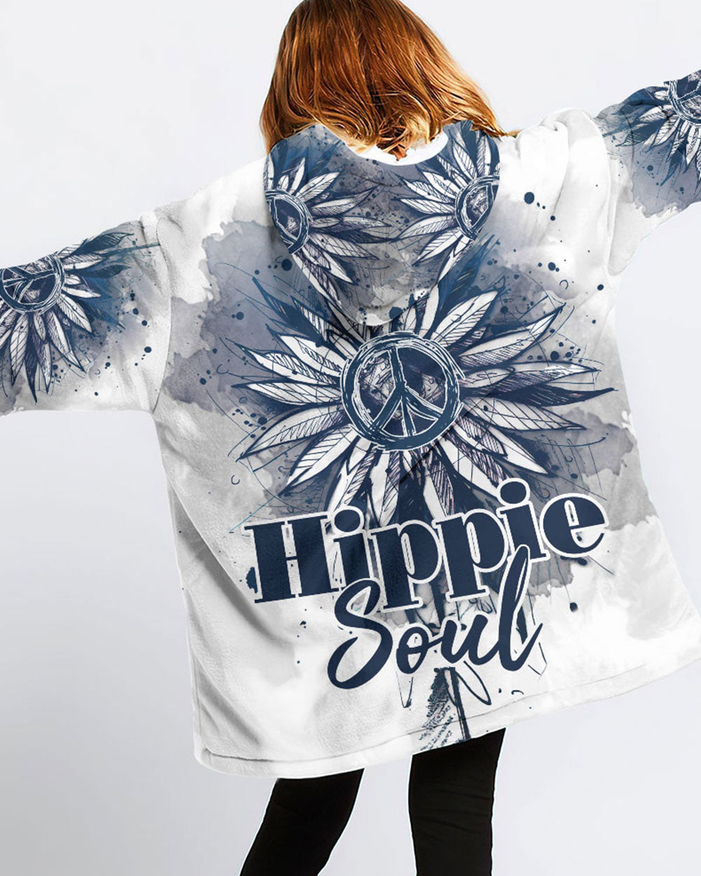 HIPPIE SOUL SUNFLOWER SHERPA BLANKET HOODIE - TY2302233
