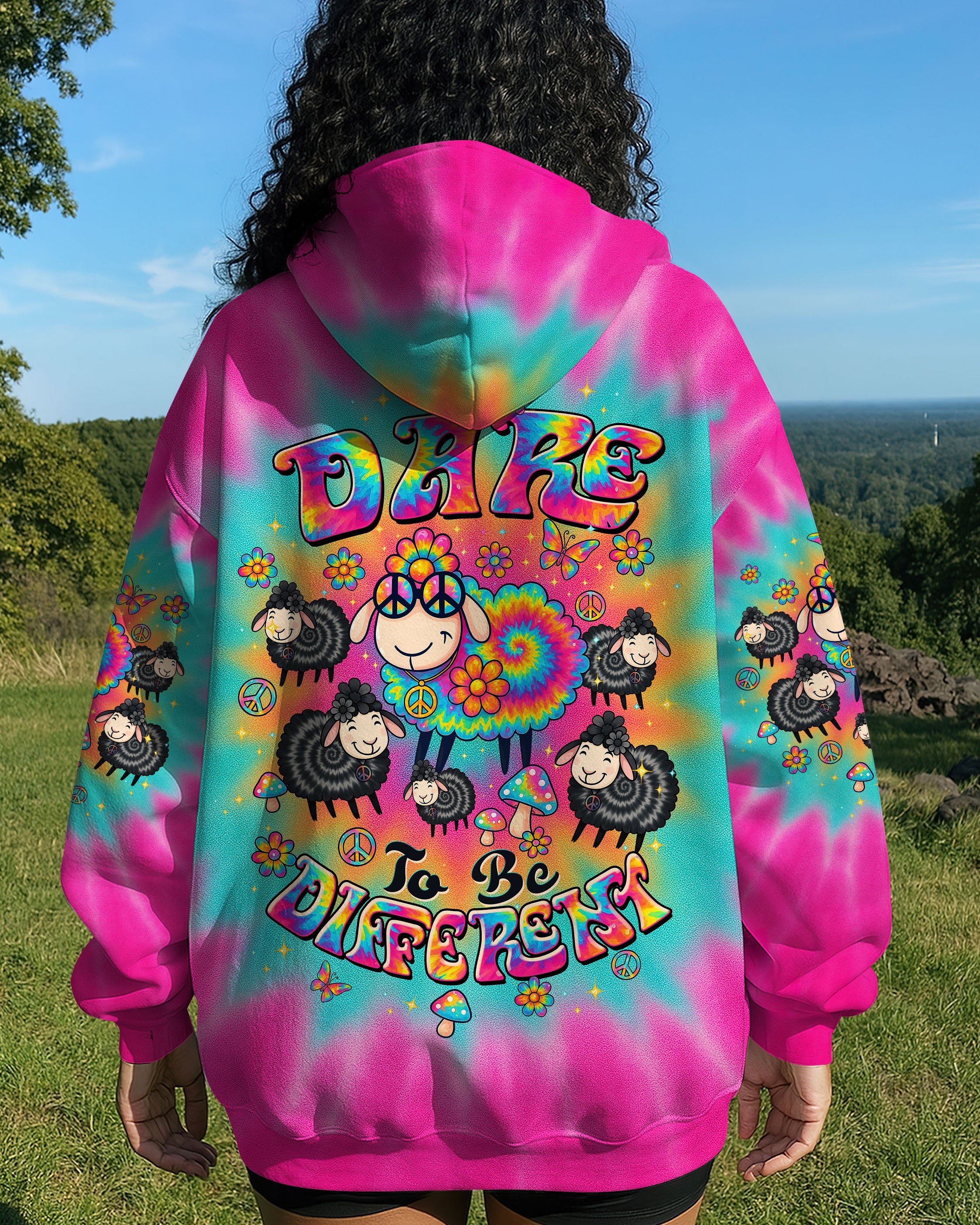 DARE TO BE DIFFERENT SHEEP TIE DYE ALL OVER PRINT - TLTW1007254