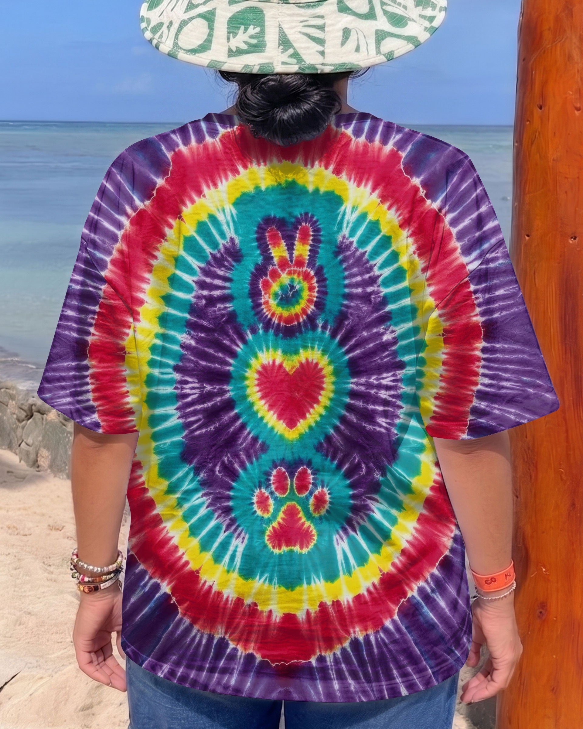 PEACE HAND LOVE PAW PRINT PURPLE ALL OVER PRINT  - TLTW1604261