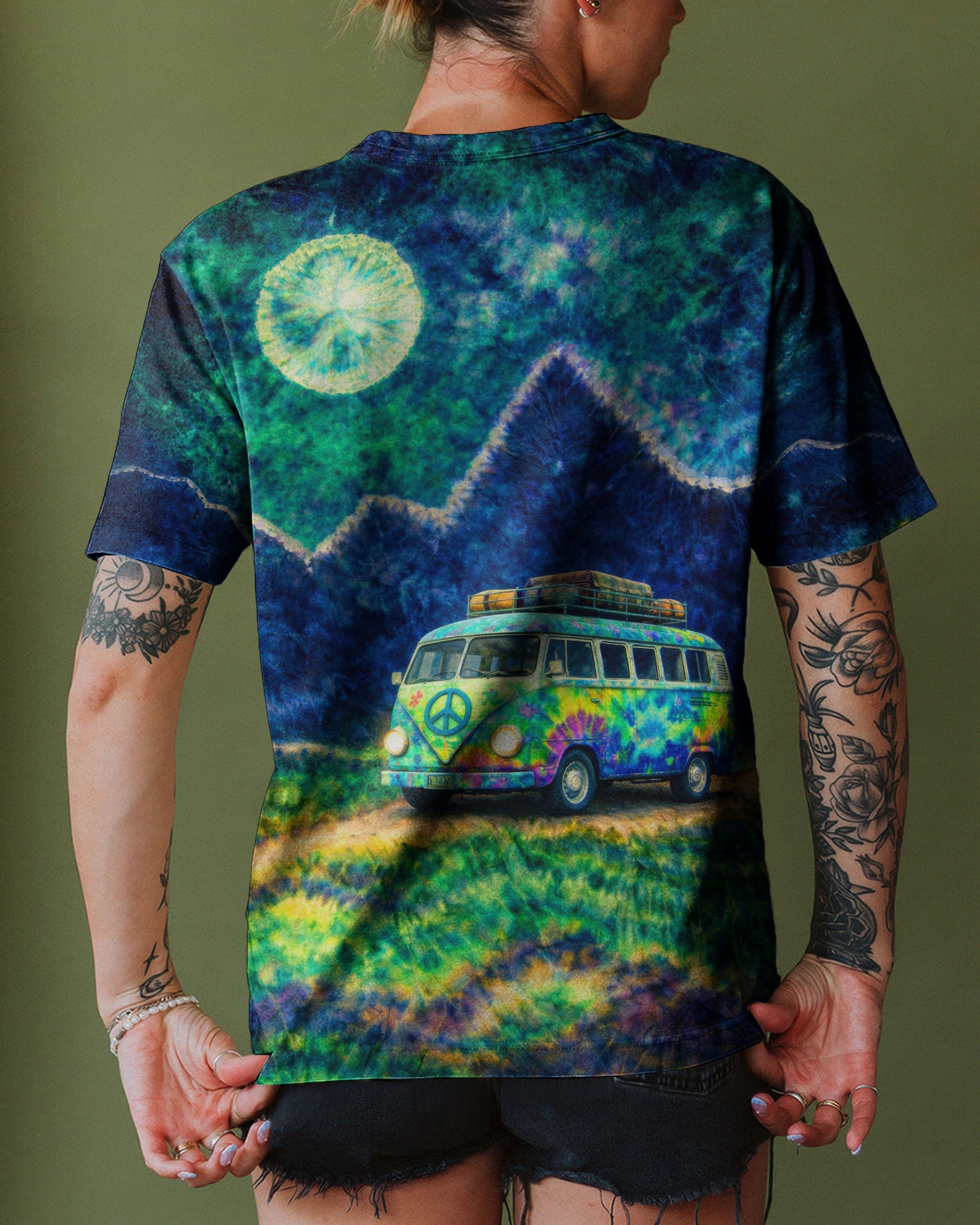 HIPPIE BUS UNDER MOON SWIRL ALL OVER PRINT  - TLTW0202262