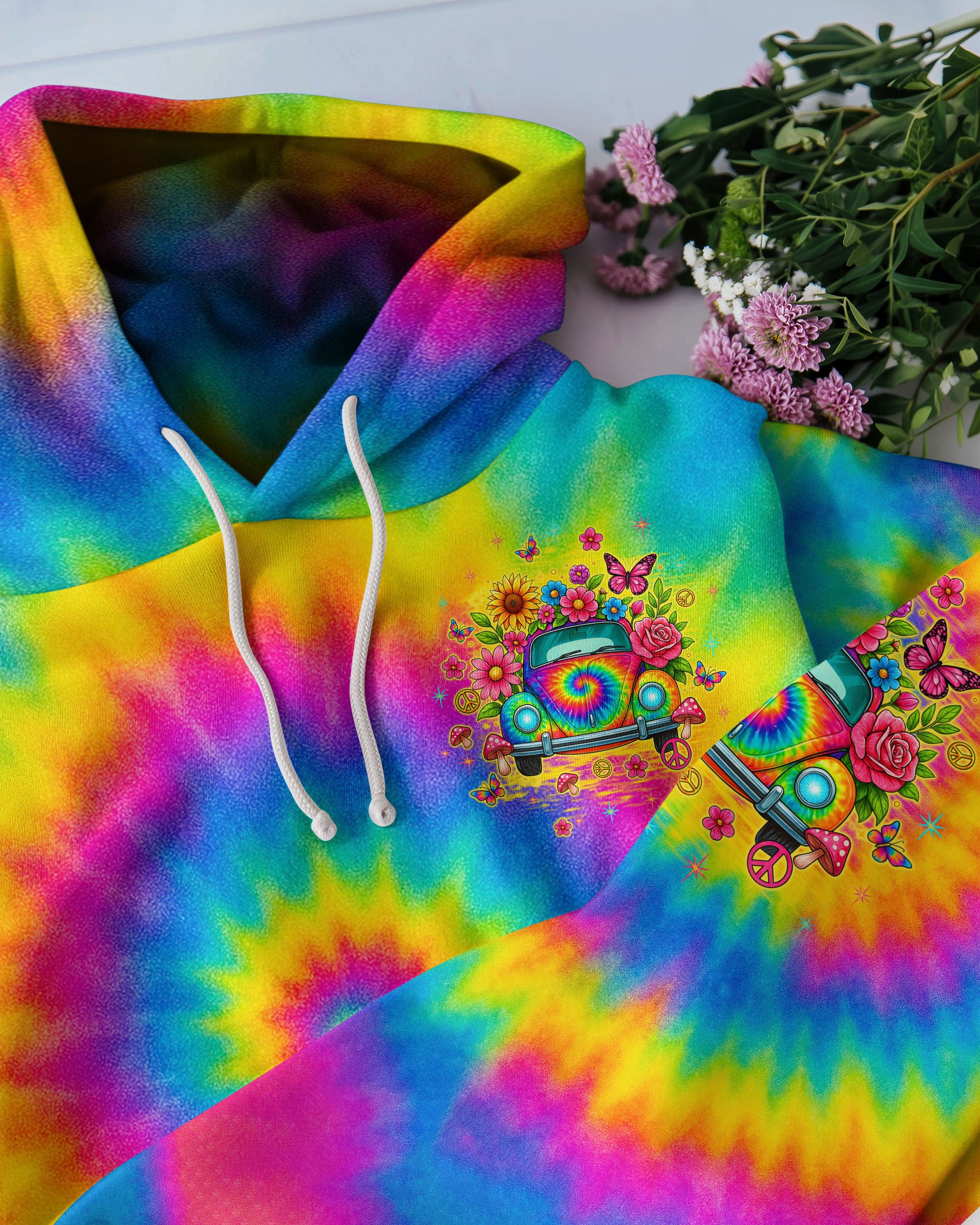 RUNNING AGAINST THE WIND CAR TIE DYE ALL OVER PRINT - TLTW1009253
