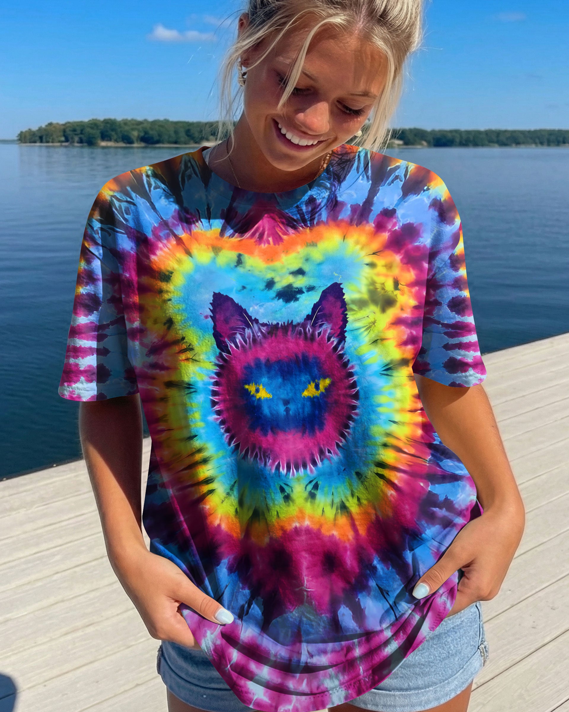 CAT COLORFUL SWIRL PATTERN ALL OVER PRINT - TLTW2312254