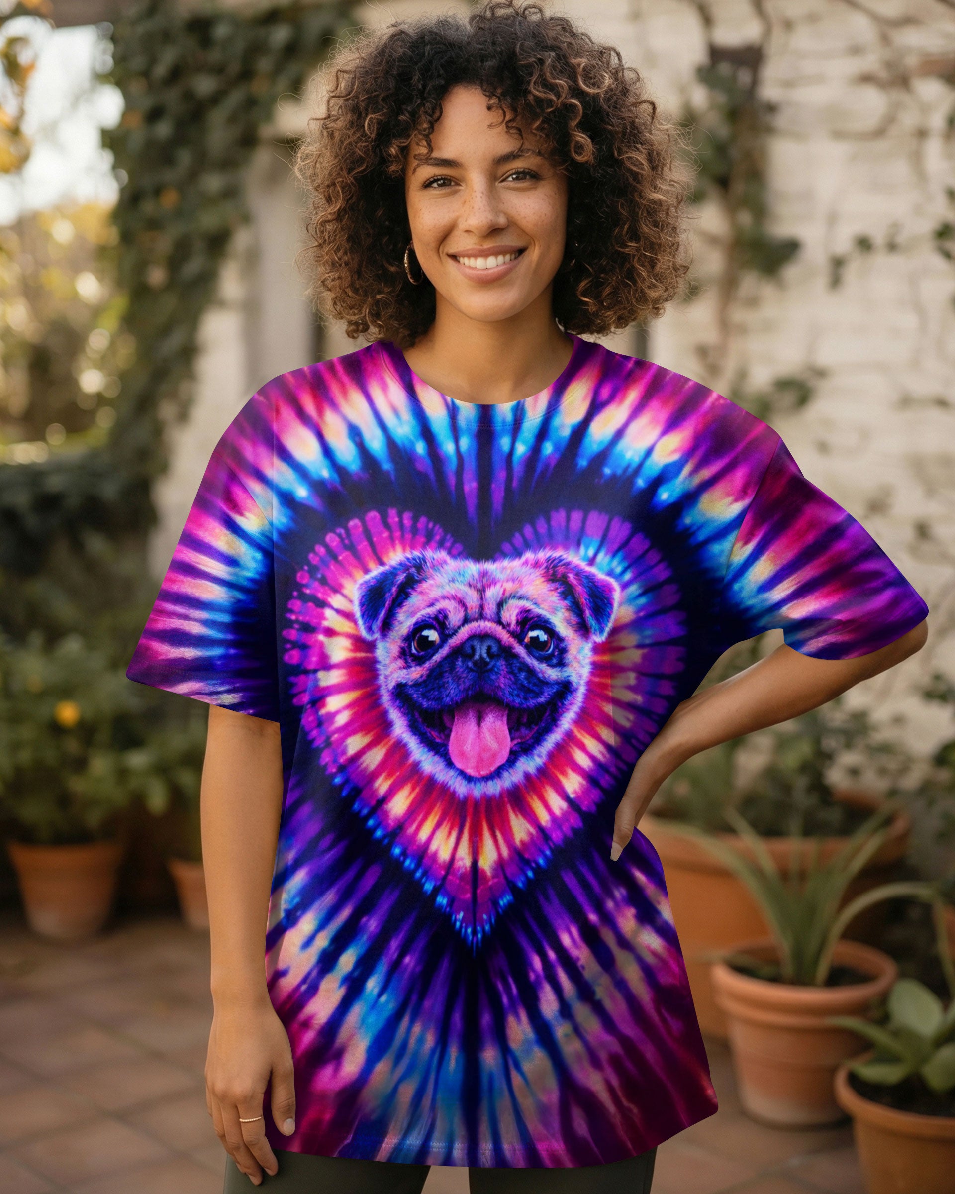 PUG DOG HEART SWIRL ALL OVER PRINT - TLTW2502263