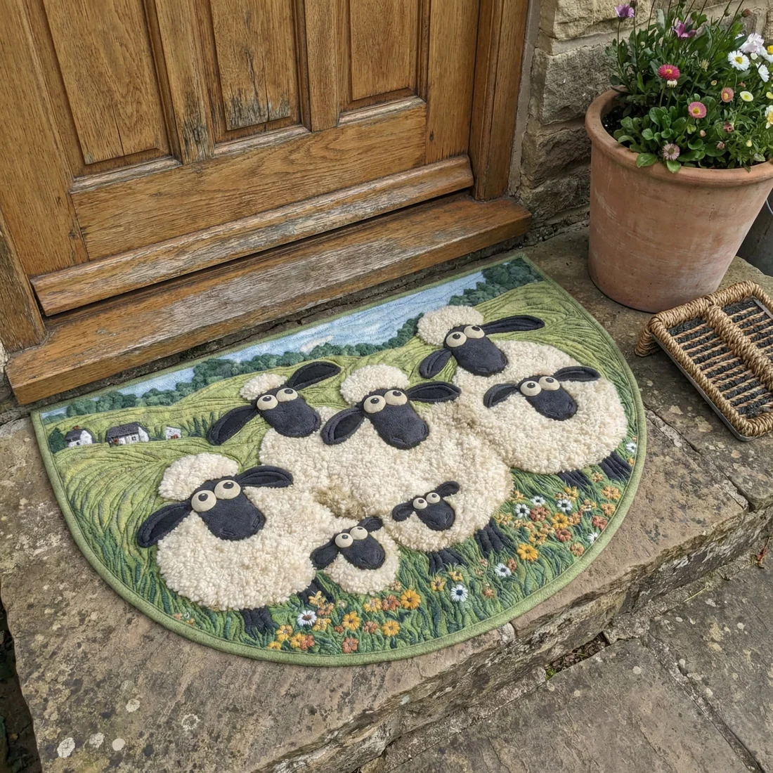  Welcoming Sheep Quilted Welcome Mat GFTOQA1649   