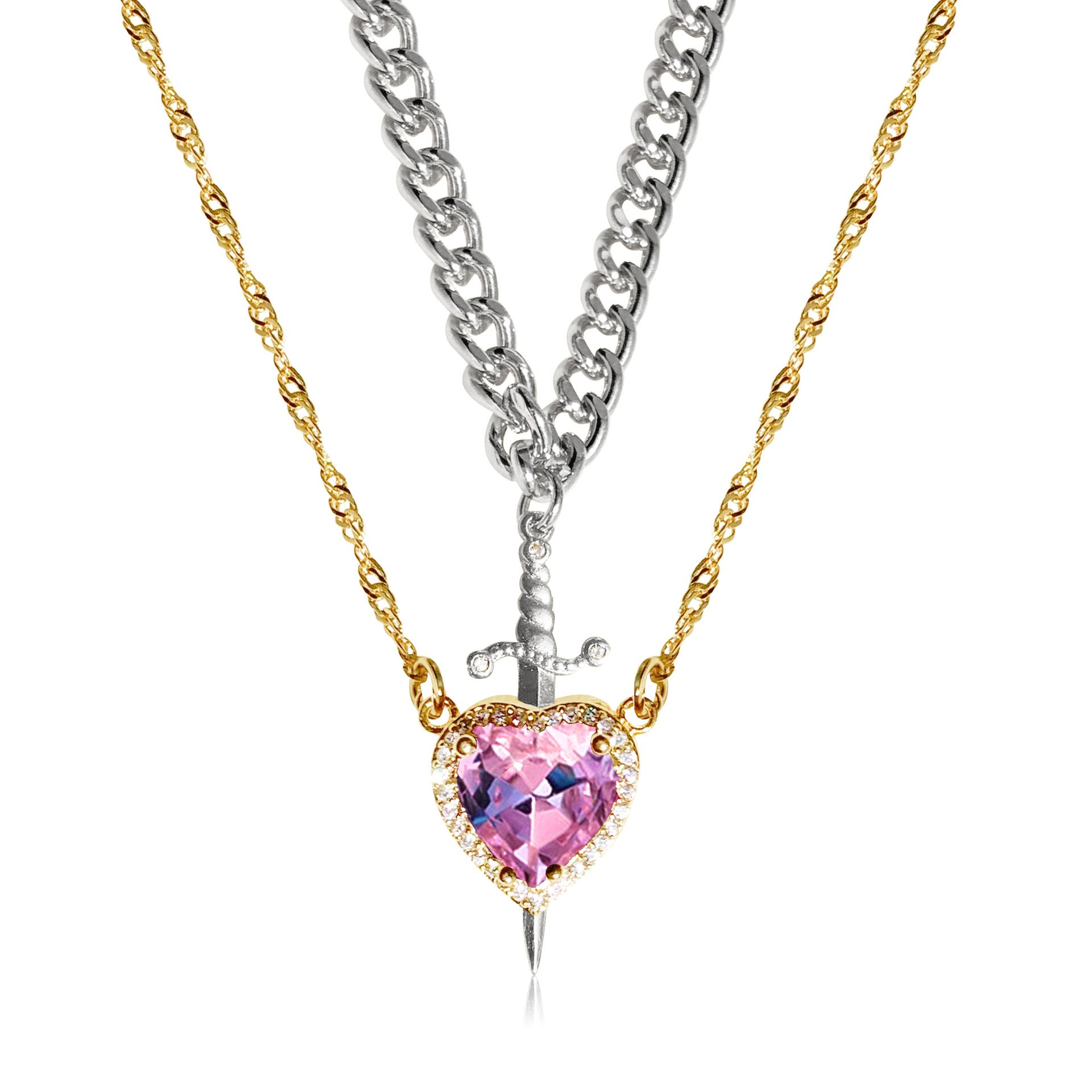 🔥LAST DAY 50% OFF - 💕GM Heart & Sword Promise Necklace His / Hers Set