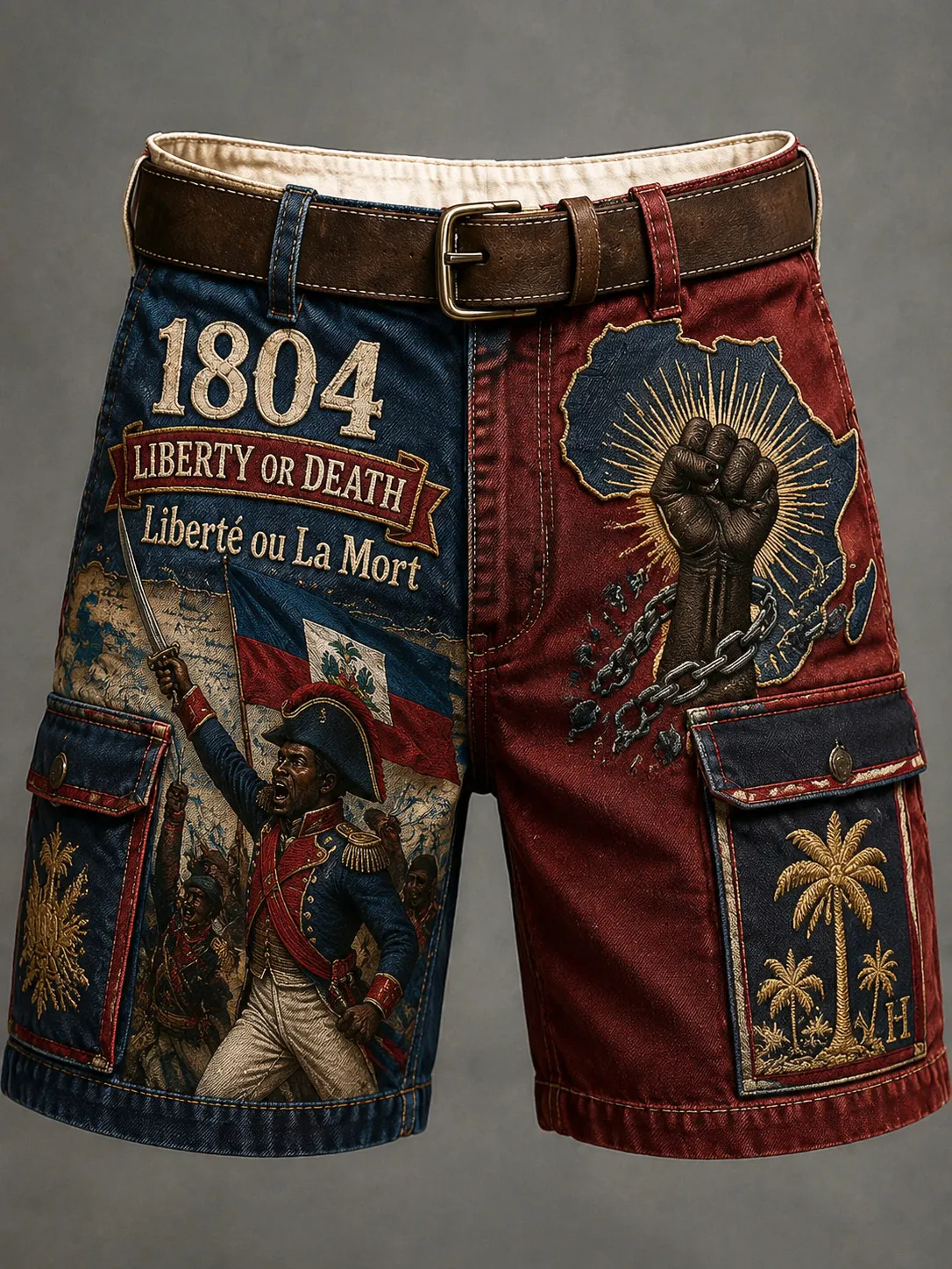 Men's Haiti Revolution Inspired Print Cargo Shorts