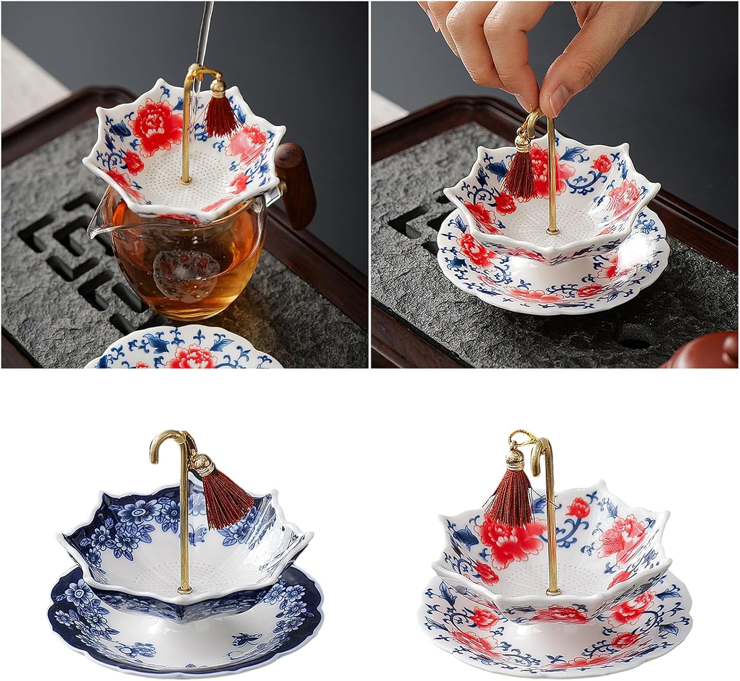 5thousand years Blue and White Porcelain Umbrella Tea Infuser Set