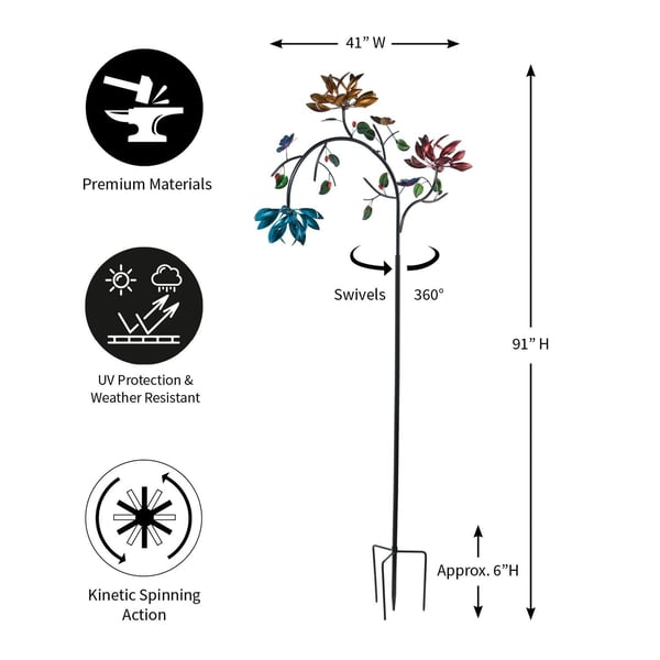 Beautiful Summer Multi Colored Flowers Wind Spinner - Last Day 70% OFF