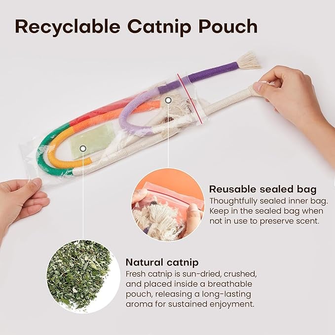 Catnip Chew Rope Toy - Natural, Safe Tooth Cleaner for Indoor Kittens