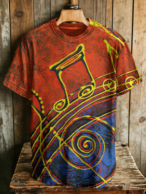 Men's Graffiti Art Musical Note Print Casual T-Shirt