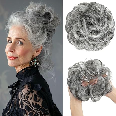 💗Messy Curly Hair Bun Scrunchie Extensions💗