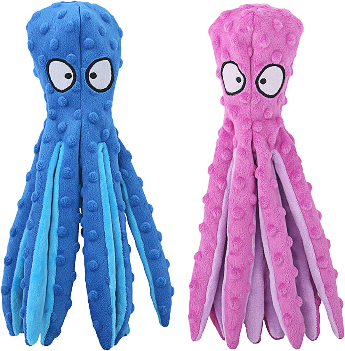 Squeaky Dog Toys, Octopus No Stuffing Crinkle Plush Dog Toys to Keep Them Busy, 2 Pack