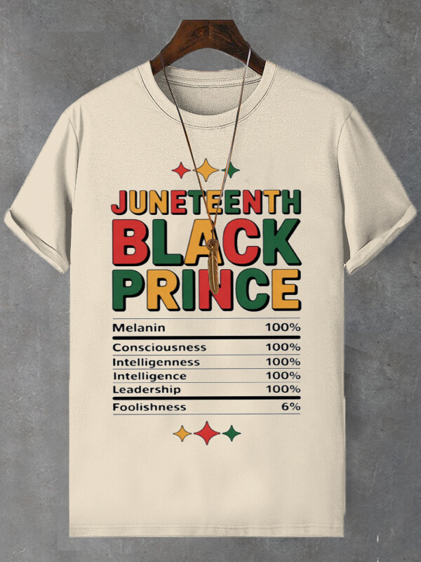 Men's Juneteenth Black Prince Print Cotton Casual T-Shirt