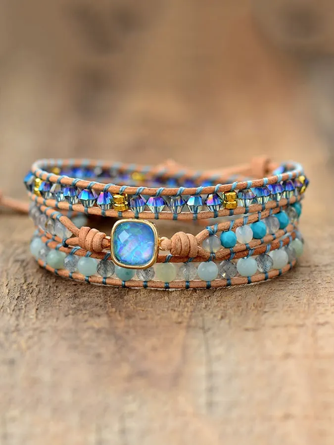 Multicolor Agate Beads Tiered Braided Bracelet