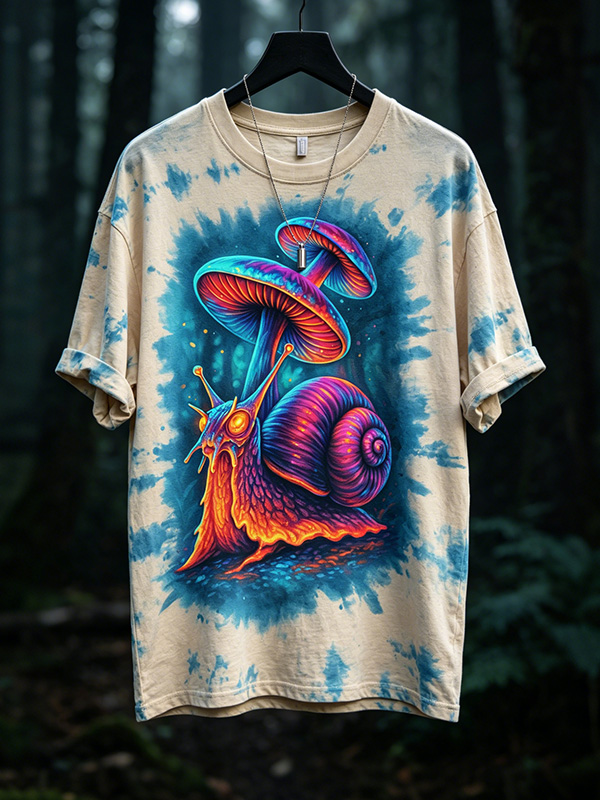 Men's Fun Snail Hippie Art Print Casual Short Sleeve T-Shirt