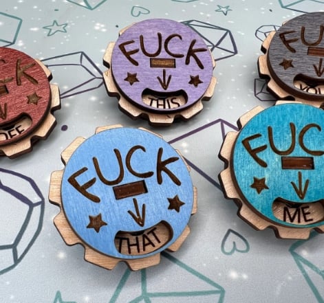 F*ck everything Wooden Dial Pin