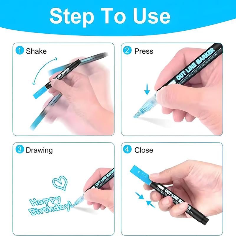 🎉🎁Last Day 49% OFF - 🎉 Double Line Outline Art Pen Marker Pen