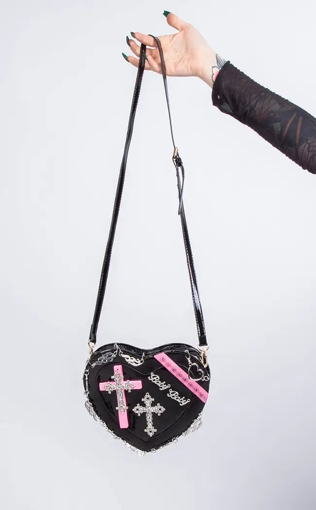 Gothic style women's bag new-heart-shaped punk style shoulder bag