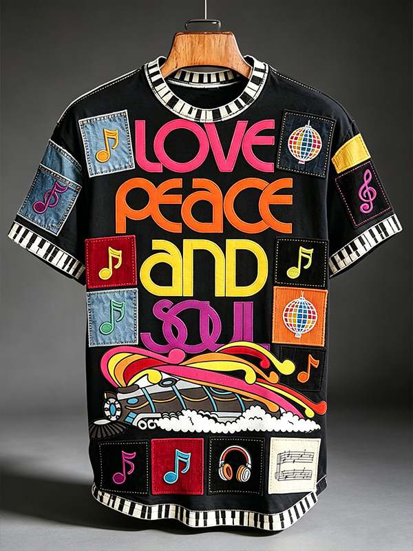 Men's Fun Music Soul Train Piece Art Print Casual T-Shirt
