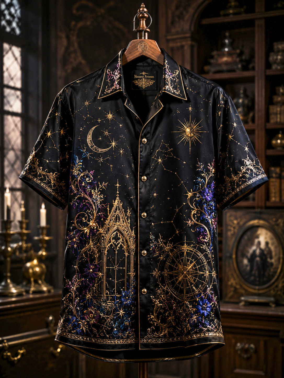 **Red, White, and Star-Spangled Shirt: Men's Gothic Celestial Constellation Art Print**