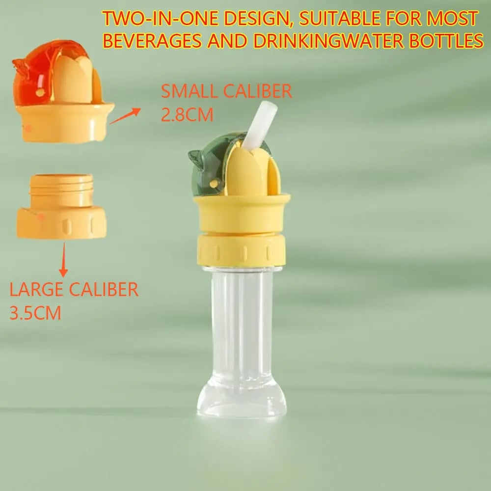 Water Bottle Spout Conversion Cap with Straw | Universal Fit for Juice & Water Bottles | Spill-Proof Flip Top Cover for Toddlers & Children