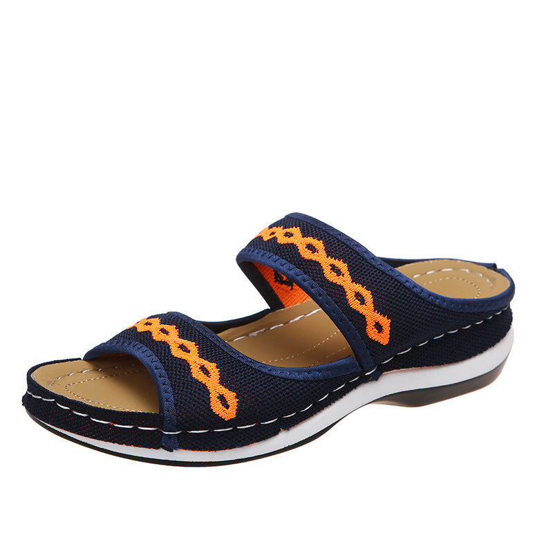 Grishay Stylish Wedge Cutout Comfortable Flat Slippers