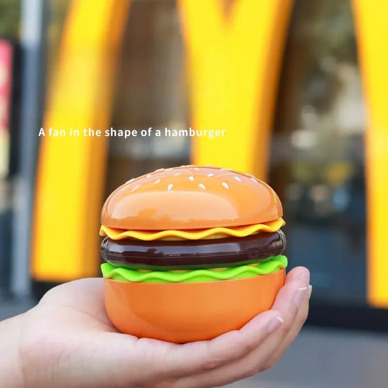 USB Powered Smart Small Fan Cute Hamburger Shaped Fan- Essential Heating And Cooling Solutions And Air Purifier Accessories For Homes And Kitchens