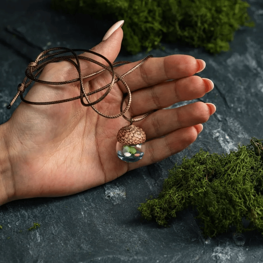 Frog Wood Resin Pendant Gift For Nature Lover
