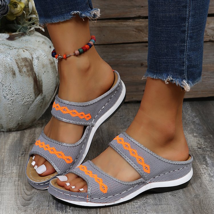 Grishay Stylish Wedge Cutout Comfortable Flat Slippers