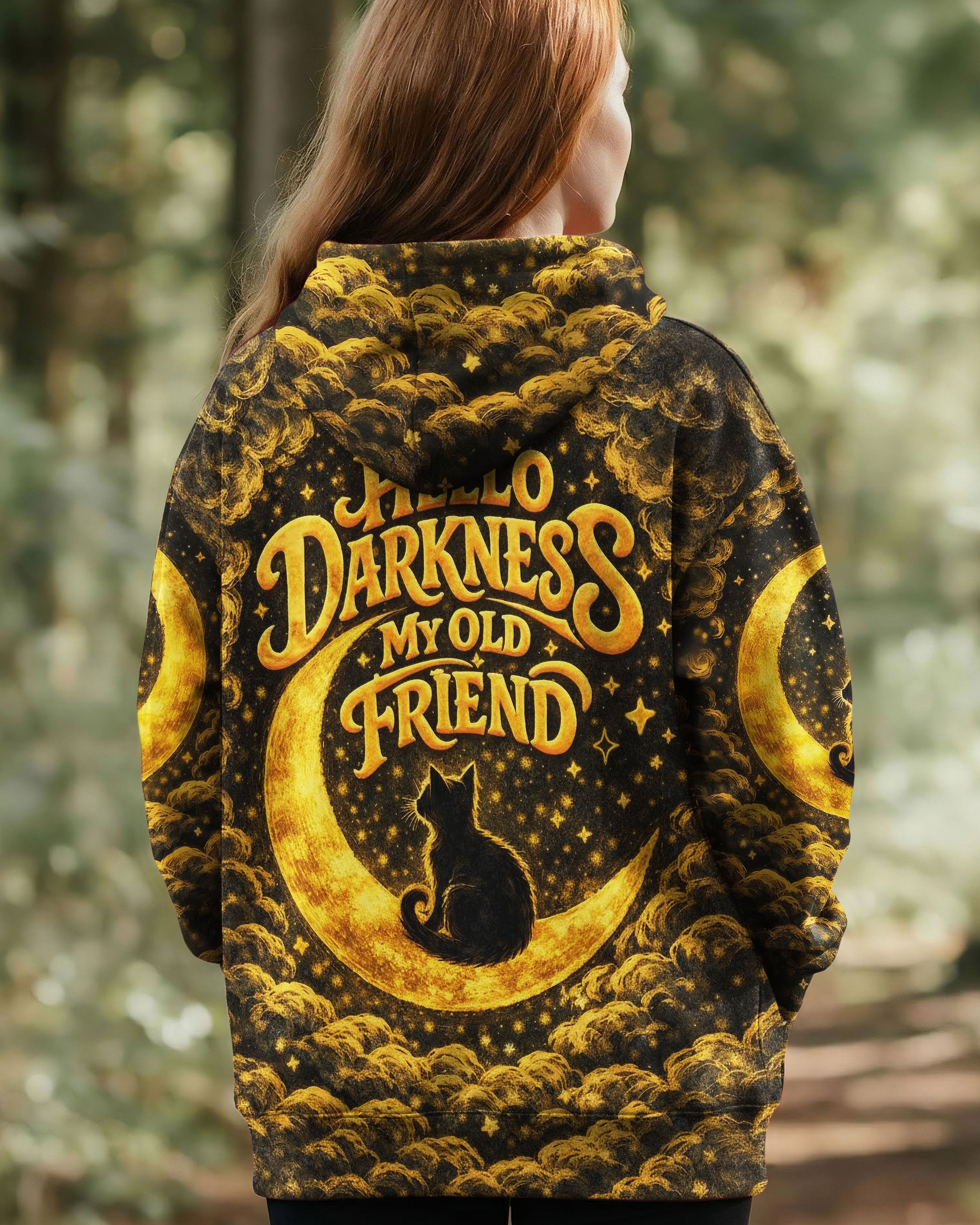 HELLO DARKNESS MY OLD FRIEND MOON CAT ALL OVER PRINT - TLNO1102261