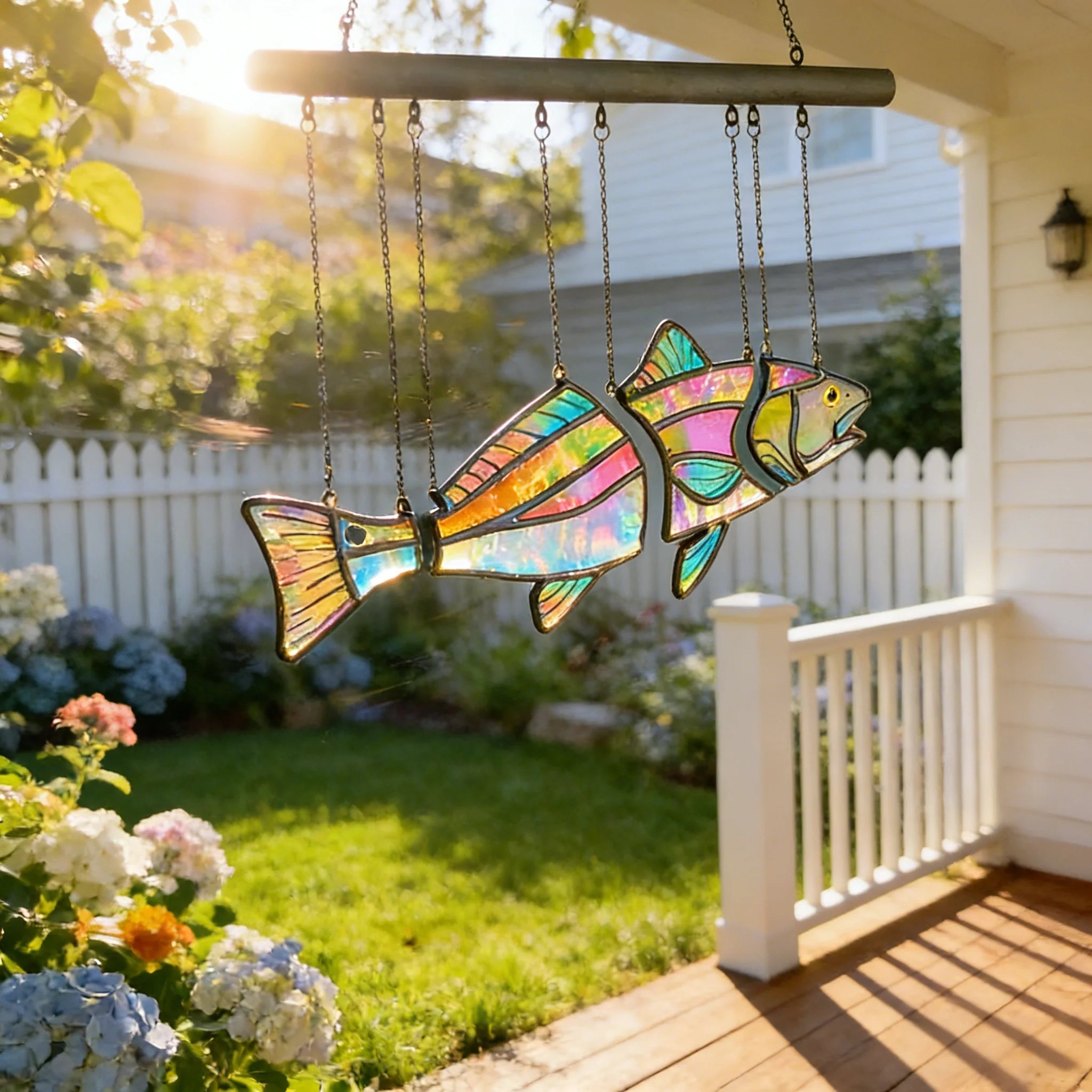 🐟Handcrafted Stained Glass Red Drum-The Illusion of Swimming