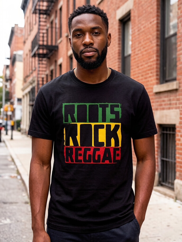 Men's Roots Rock Reggae Print Cotton Casual T-Shirt