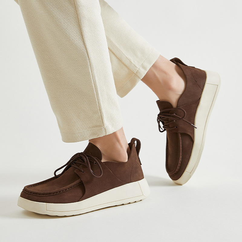 2024 new men's British style lace-up casual versatile thick-soled casual shoes - Brown 44