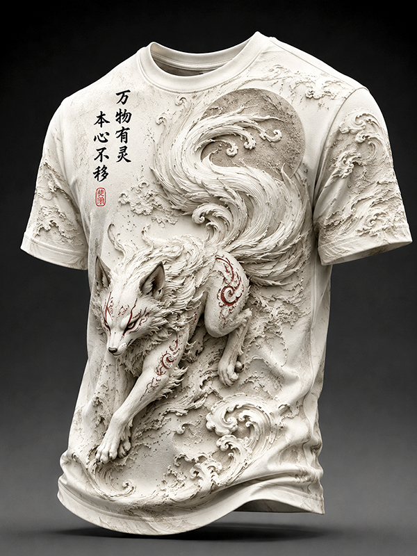 Men's Arctic Fox Japanese Art Print Casual T-Shirt
