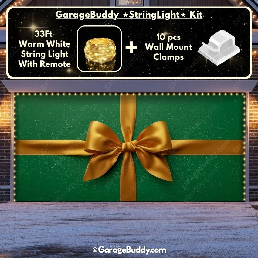 Garage Buddy | Gift Wrap (Green) | Christmas Garage Door Cover