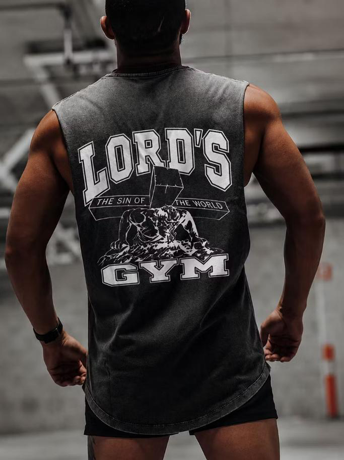 Men's Fun Lord's Gym Faith Print Cotton Tank Top