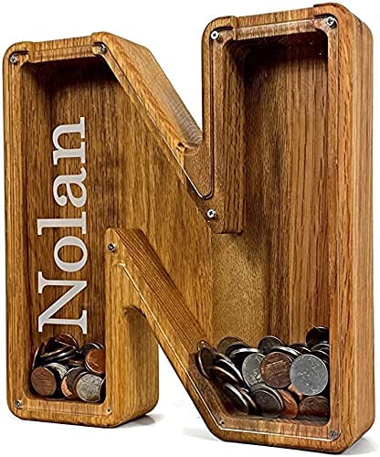 🔥 Last Day 40% OFF – Customize Letter Piggy Bank-Wood Gift For Kids