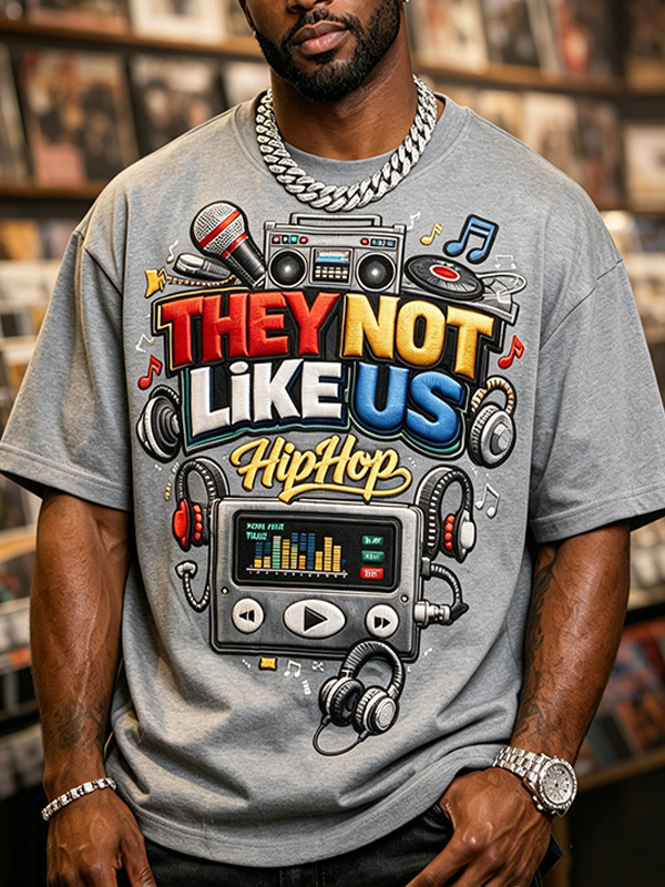 Men's They Not Like Us Print Cotton Casual T-Shirt