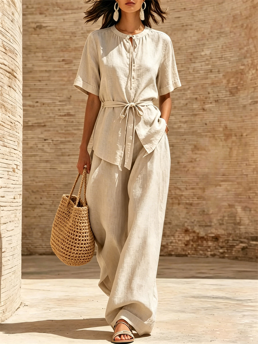 Women's Art Comfortable Casual Stylish Top And Pants Two-piece Set