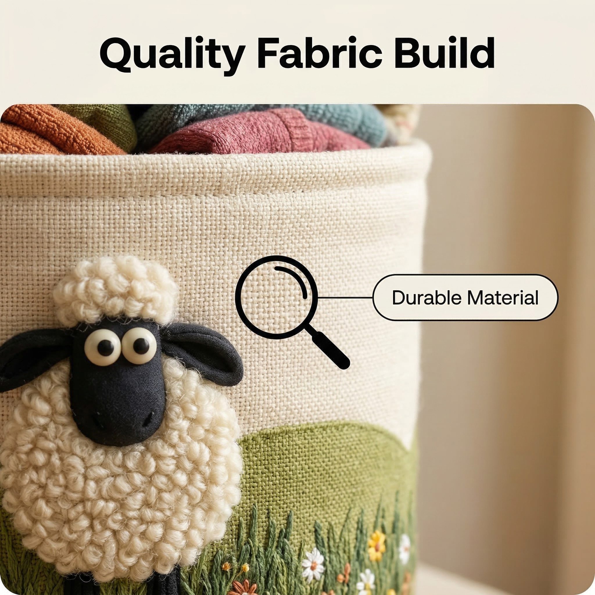Sheep Heaven Quilted Laundry Basket