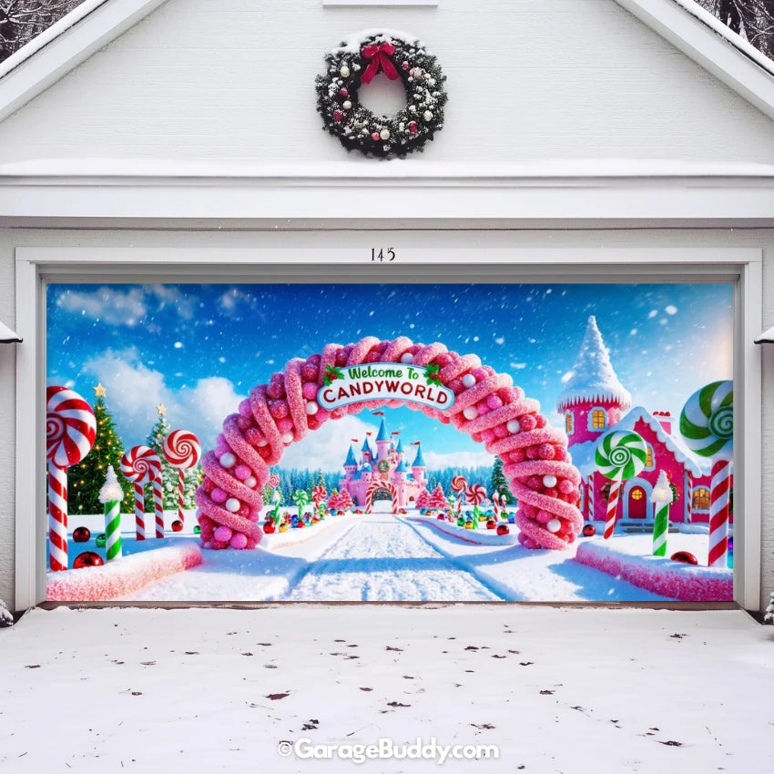 Garage Buddy | Candy World | Christmas Garage Door Cover