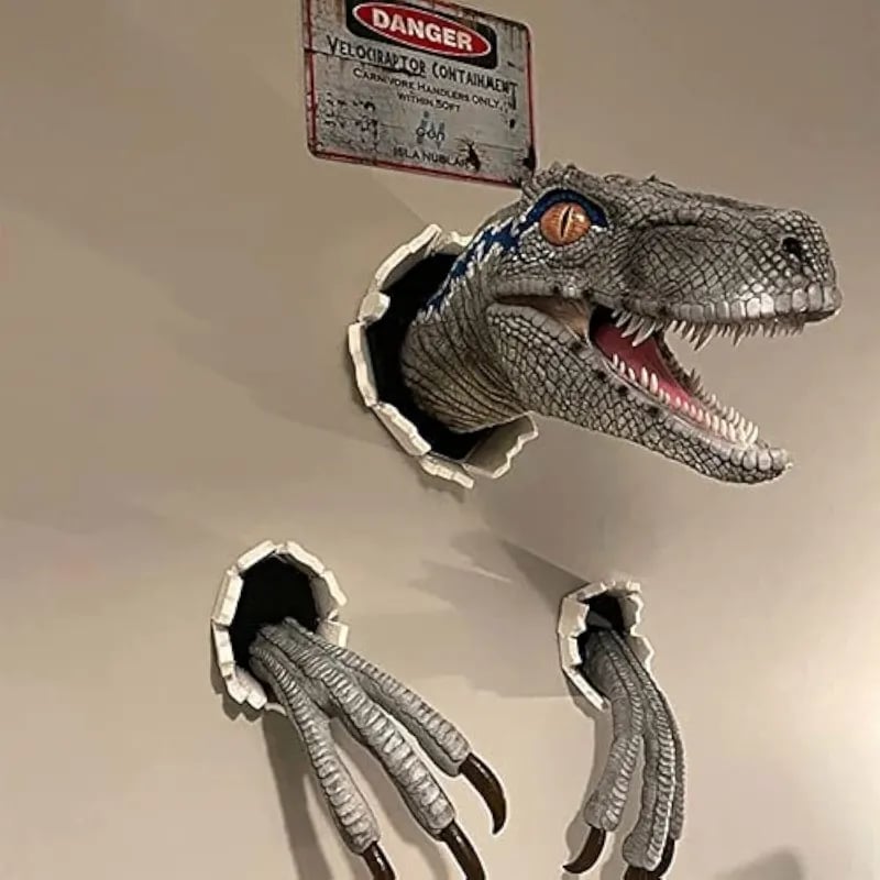 🔥Hot Sale - 🦖3D Wall Mount Dinosaur Bust Sculpture🌟