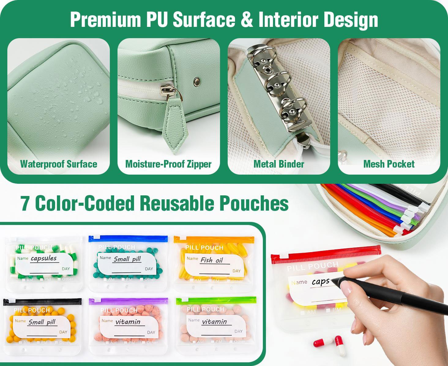🏆 Last Day Special Price £9.99 ! 💊A8 Waterproof Pill Pouch Set – 7 to 14 Days of Meds & Vitamins💧Waterproof & Crush-Resistant Shell