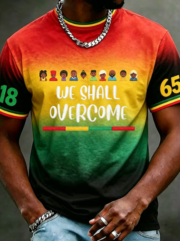 Men's We Shall Overcome Juneteenth Gradient Print T-Shirt