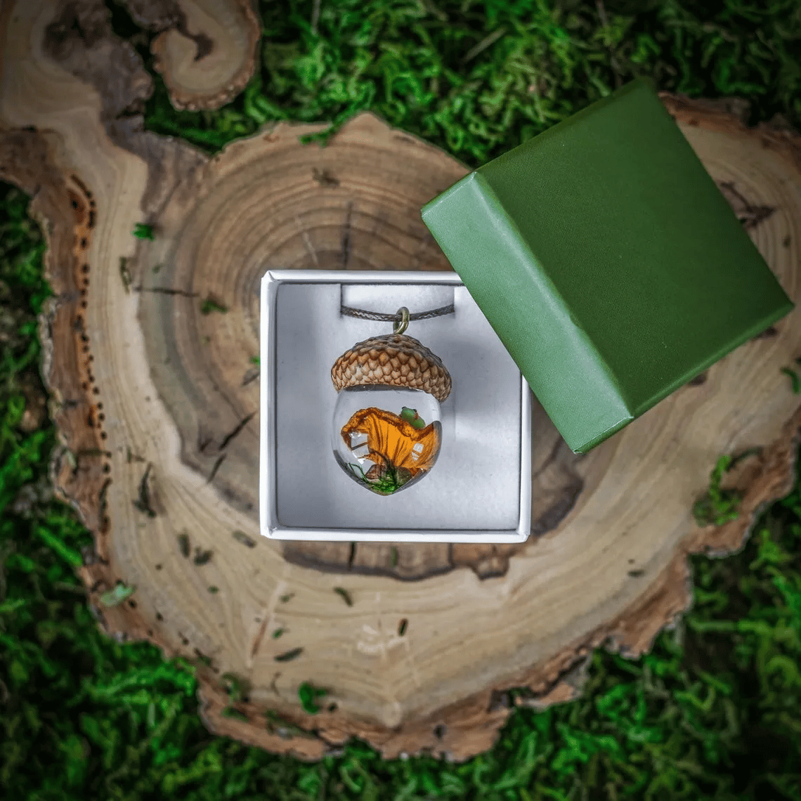 Frog Wood Resin Pendant Gift For Nature Lover