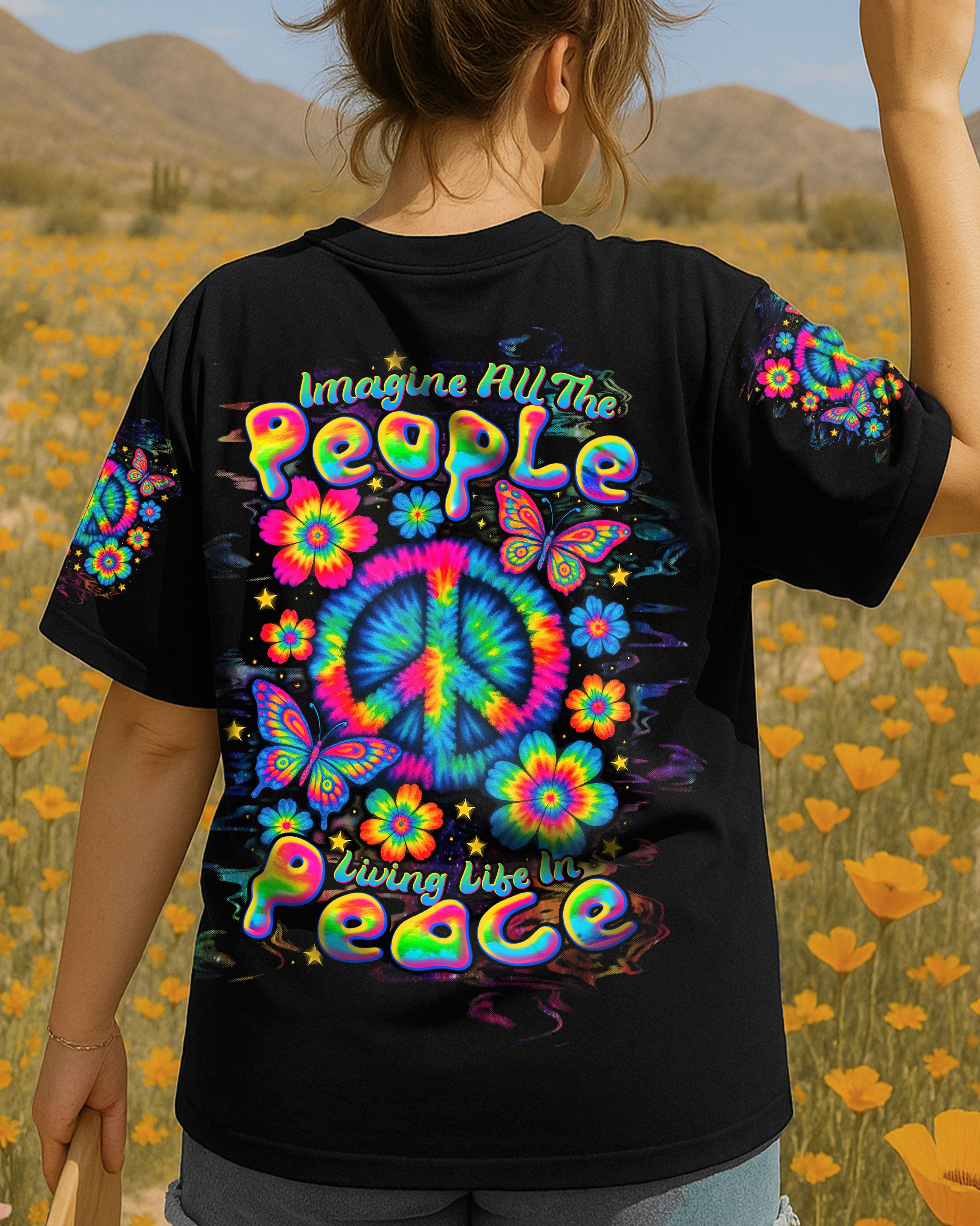 IMAGINE ALL THE PEOPLE LIVING LIFE IN PEACE TIE DYE ALL OVER PRINT  - TLTW2005252