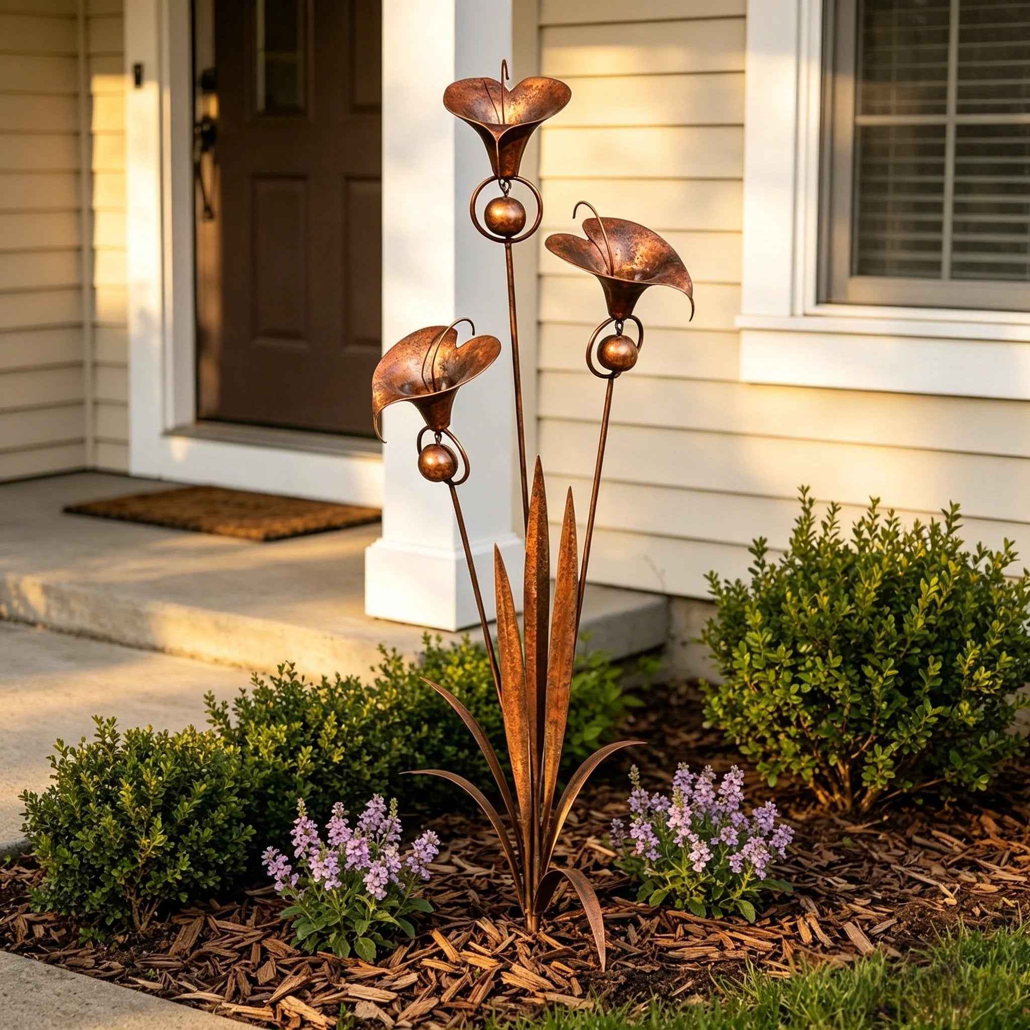 🏡Three Calla Lilies Garden Stake with Bells