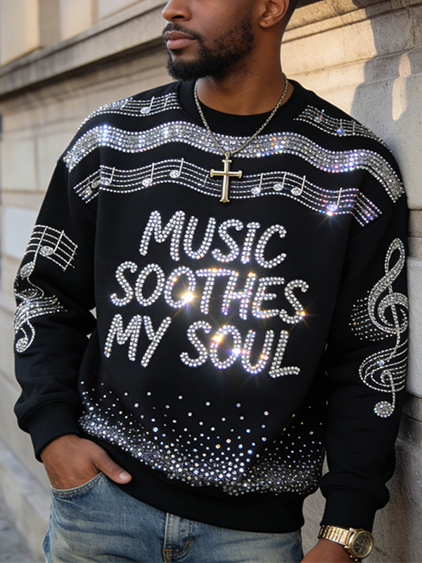 Men'S Music Soothes My Soul Art Print Casual Sweatshirt