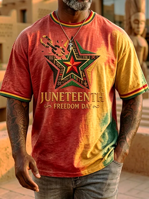 Men's Juneteenth Freedom Day Print Casual T-Shirt