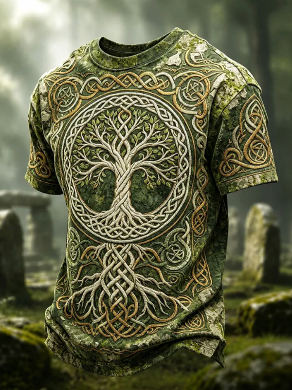 Men''s Celtic Knotwork Tree Of Life Print T Shirt
